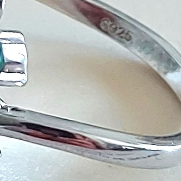 Natural Emerald 6x4mm & Ruby 925 Sterling Silver Ring Sz 6.5 - Picture 7 of 7